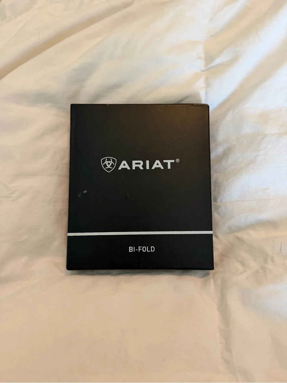 Ariat Distressed Brown Leather Bi-Fold Wallet with Embossed Flag